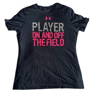 Under Armour Women’s Funny Graphic Workout T Shirt Player On And Off Field  M